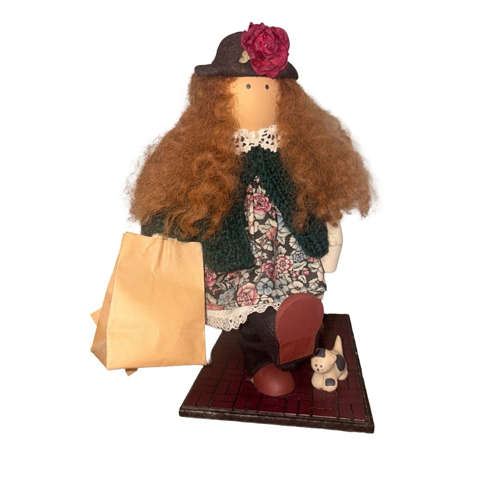 1992 Lizzie‎ High Ladie & Friends Cassie Yocum & Cats Vintage Wooden Doll MCM